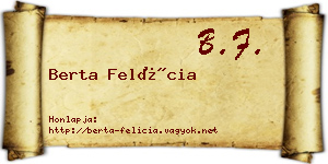 Berta Felícia névjegykártya